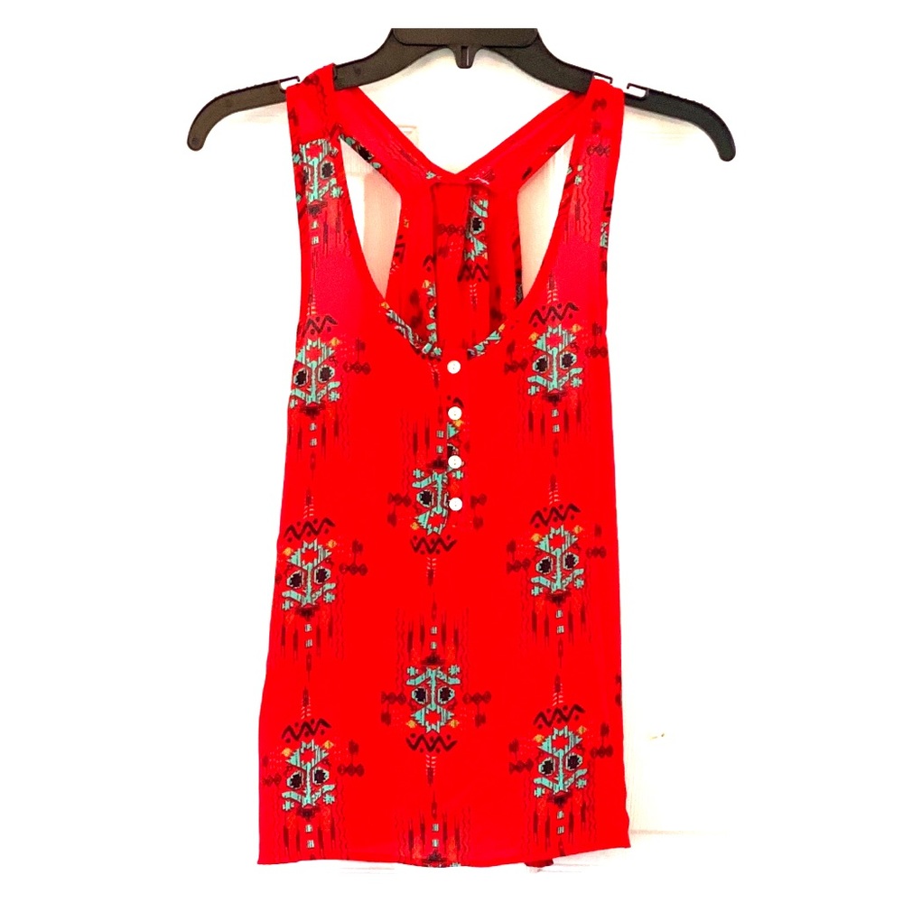 Red Tribal Print Dressy Tank size XS